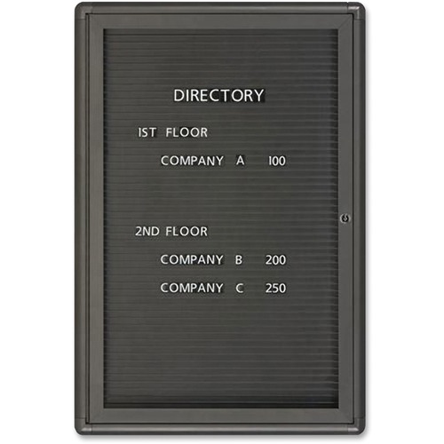 Enclosed Magnetic Message Board,1 Door, 2'x3', BK Interior
