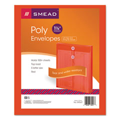 Poly Envelopes,Top Opening,1-1/4 Exp.,9-3/4"x11-5/8",Red