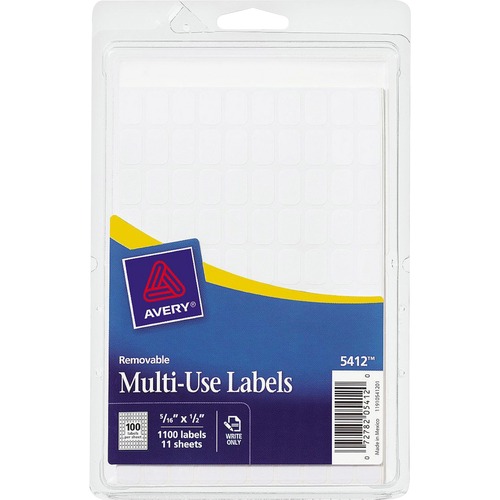 Removable Multipurpose Labels,1/2"x5/16",1100/PK,White