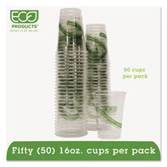 Cold Cup, Eco Friendly,16oz., 50/PK, Clear/GreenStripe