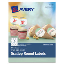 Textured Scallop Round Labels, 2-1/2" D, 90/PK, WE
