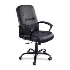 Highback Leather Chair w/ Casters, 26"x26"x45.5-48.5", BK