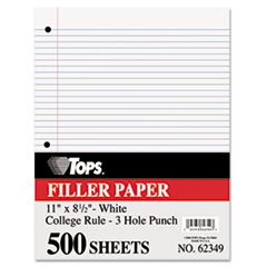 Filler Paper,16lb,3HP,11"x8-1/2",College Rule,500/PK,White
