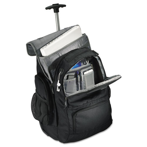 Wheeled Backpack,w/Organizational Pockets,14"x8"x21",Black