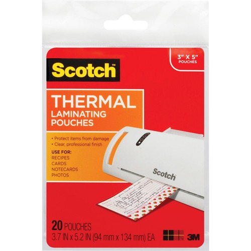 Laminating Pouch, Index Card, 3-1/2"x5-1/2", 20/PK, CL