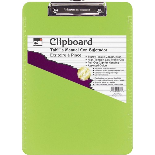 Plastic Clipboard, w/ Rubber Grip, Letter, Neon Green
