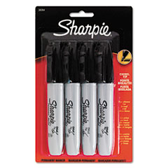 Sharpie Marker, Chisel Tip, 4/PK, Black