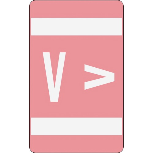 Color Coded Label, "V", 100/PK, Pink