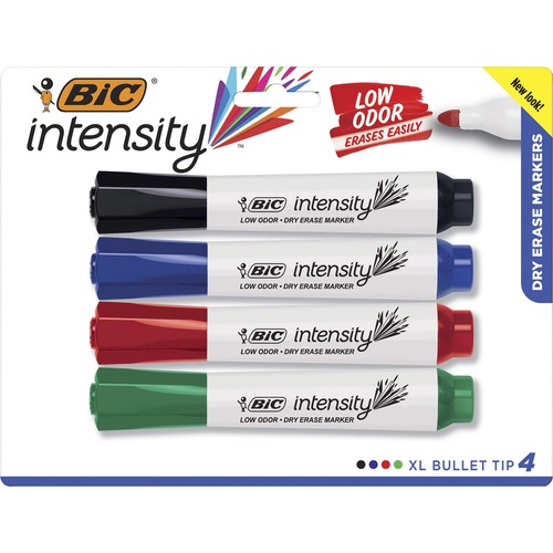 Whiteboard Markers, Chisel Point, 4/ST, Black,Blue,Red,Green