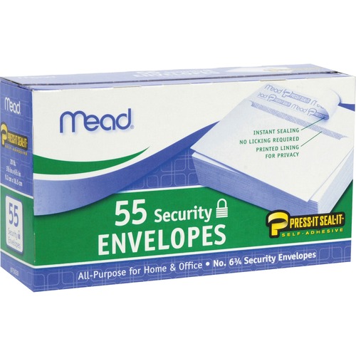 Security Envelopes, Self-Sealing, No 6.7, 55/BX, White