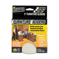 Furniture Movers, Reusable, 5" Round, 4/PK, Beige