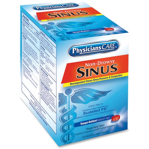 Sinus Medication Tablets, Single Dose Packs, 1/PK, 50/BX